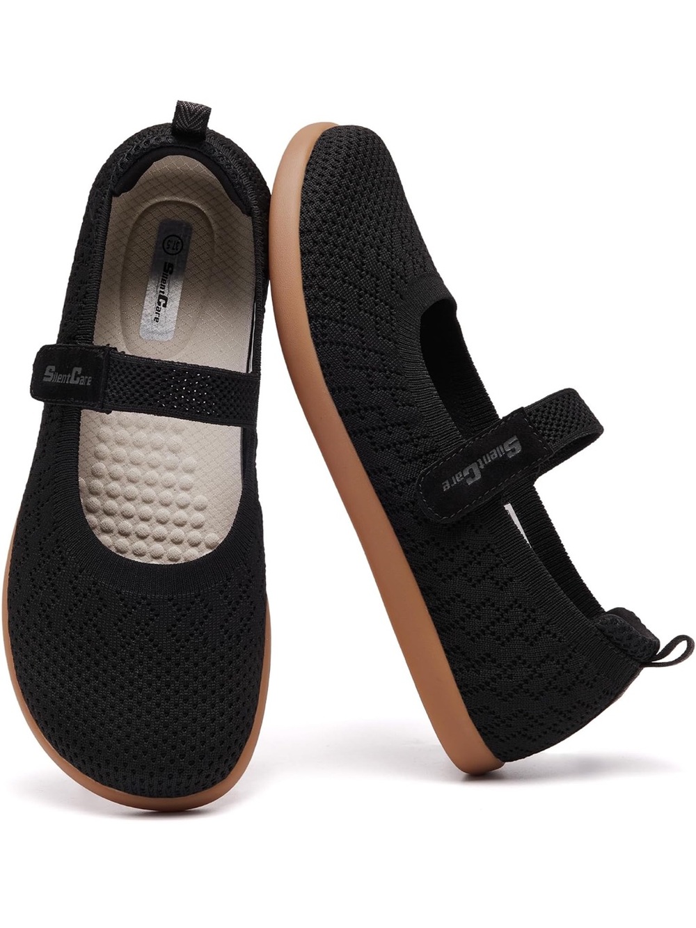 Barefoot Sz 8 Mary Jane Flats Ballet Shoes Wide Toe Box Knit Adjustable Strap